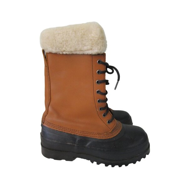 Vintage J. Crew Rubber Duck Boot Leather Upper Removable Wool Liner Sz 8 EUC main image 6